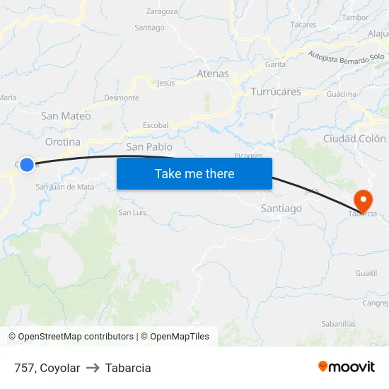 757, Coyolar to Tabarcia map