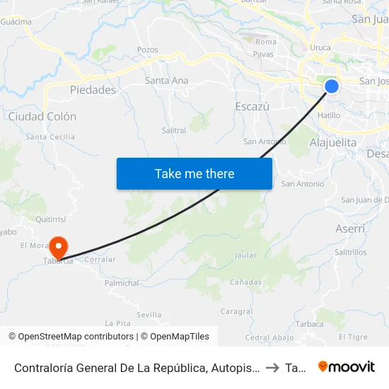 Contraloría General De La República, Autopista Próspero Fernández San José to Tabarcia map