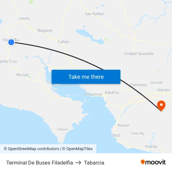 Terminal De Buses Filadelfia to Tabarcia map