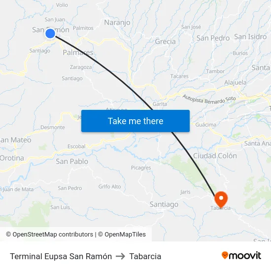 Terminal Eupsa San Ramón to Tabarcia map
