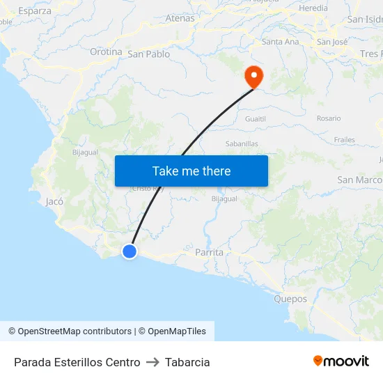 Parada Esterillos Centro to Tabarcia map
