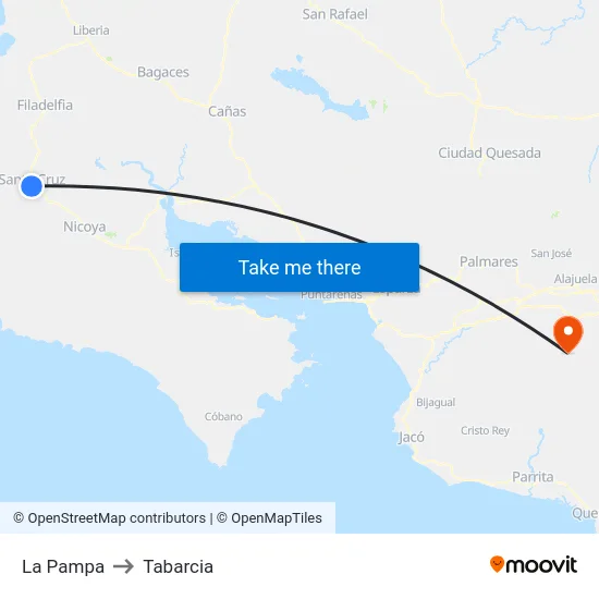 La Pampa to Tabarcia map