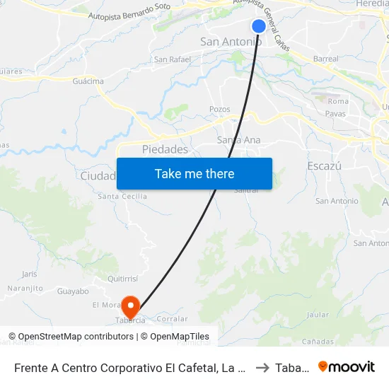 Frente A Centro Corporativo El Cafetal, La Ribera Belén to Tabarcia map