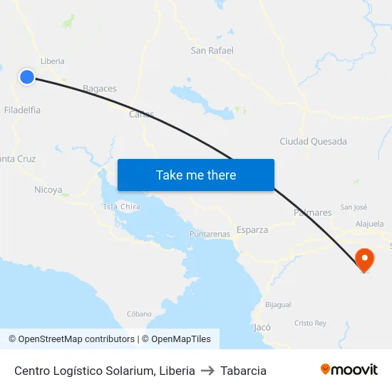 Centro Logístico Solarium, Liberia to Tabarcia map