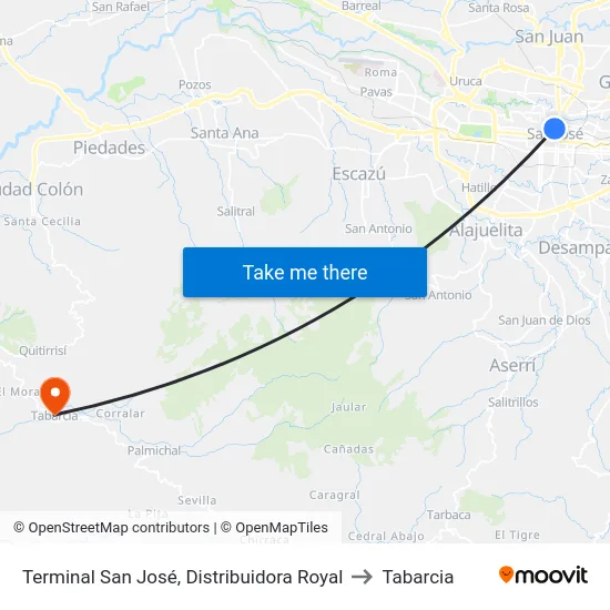 Terminal San José, Distribuidora Royal to Tabarcia map