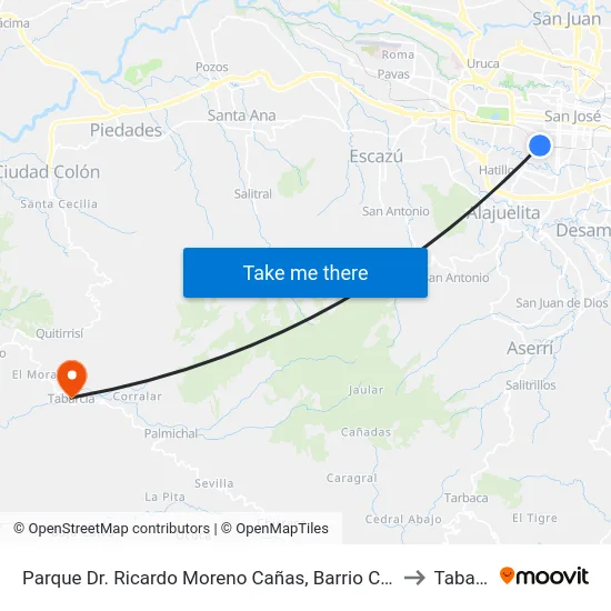 Parque Dr. Ricardo Moreno Cañas, Barrio Cuba San José to Tabarcia map