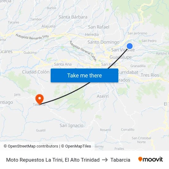 Moto Repuestos La Trini, El Alto Trinidad to Tabarcia map
