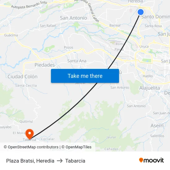 Plaza Bratsi, Heredia to Tabarcia map