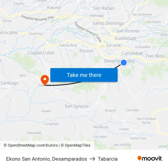 Ekono San Antonio, Desamparados to Tabarcia map