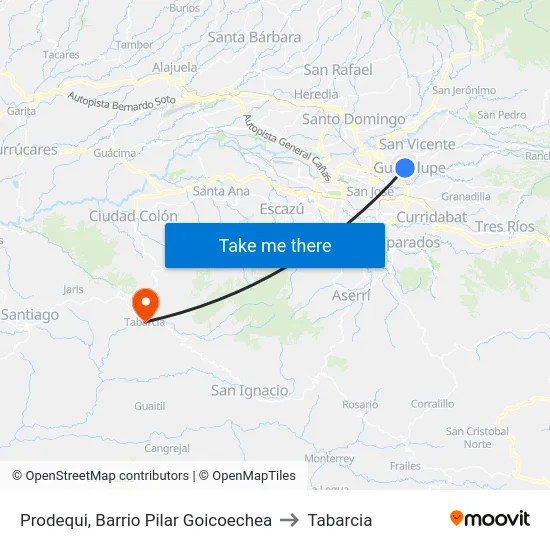 Prodequi, Barrio Pilar Goicoechea to Tabarcia map