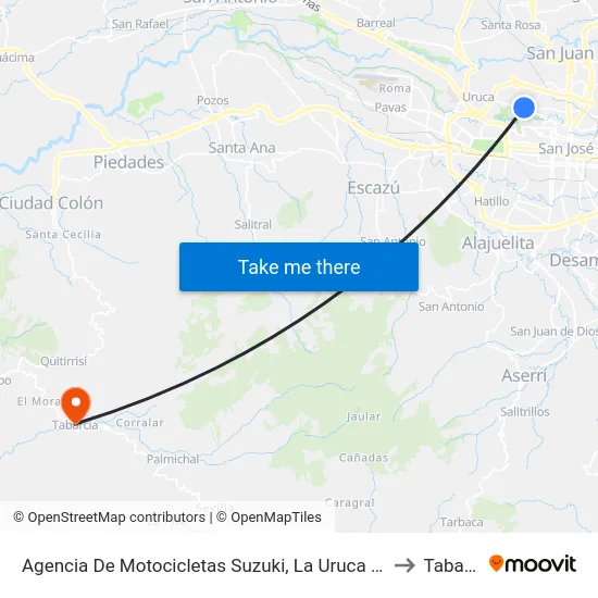 Agencia De Motocicletas Suzuki, La Uruca De San José to Tabarcia map