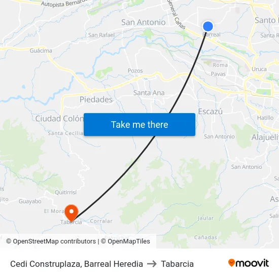 Cedi Construplaza, Barreal Heredia to Tabarcia map