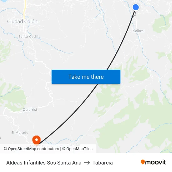 Aldeas Infantiles Sos Santa Ana to Tabarcia map