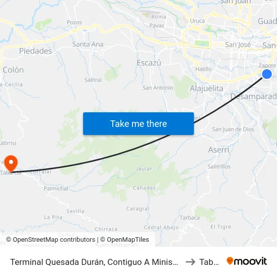 Terminal Quesada Durán, Contiguo A Minisuper Y Licorera 2000 to Tabarcia map