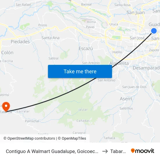 Contiguo A Walmart Guadalupe, Goicoechea to Tabarcia map