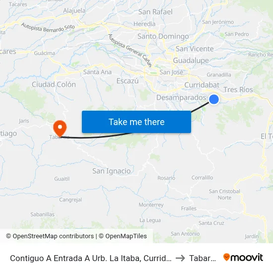 Contiguo A Entrada A Urb. La Itaba, Curridabat to Tabarcia map