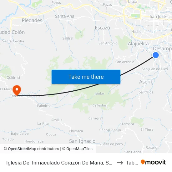 Iglesia Del Inmaculado Corazón De María, San Rafael Abajo Desamparados to Tabarcia map