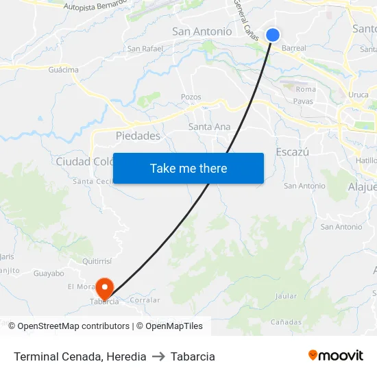 Terminal Cenada, Frente A Carpesheredia to Tabarcia map