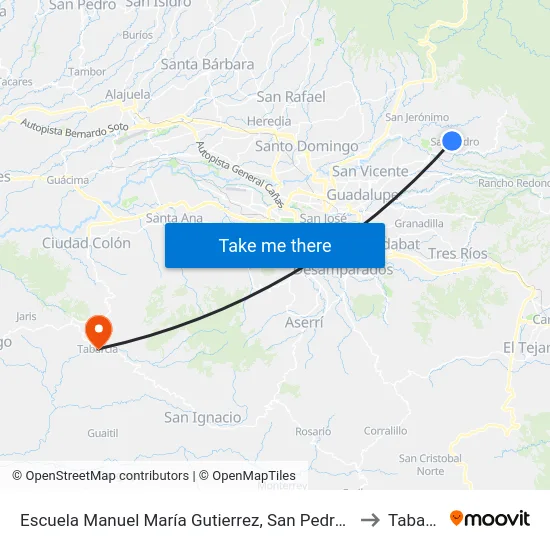 Escuela Manuel María Gutierrez, San Pedro Coronado to Tabarcia map