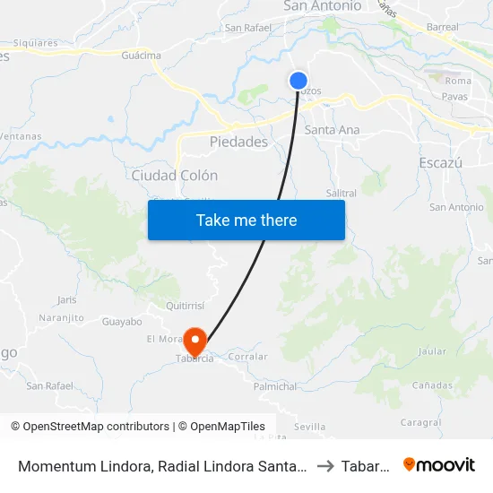 Momentum Lindora, Radial Lindora Santa Ana to Tabarcia map