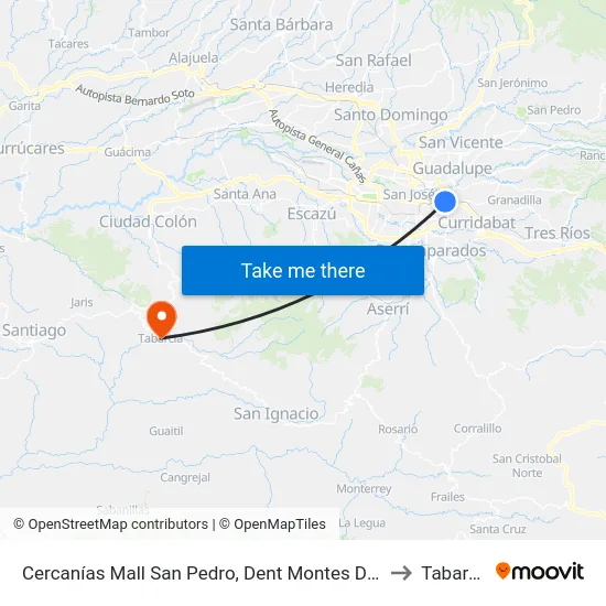 Mall San Pedro Frente Al Restaurante Palmeadas, Montes De Oca to Tabarcia map