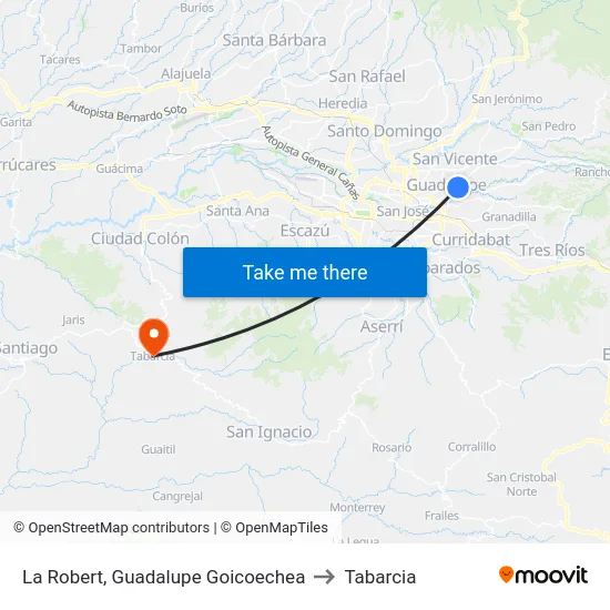 La Robert, Guadalupe Goicoechea to Tabarcia map