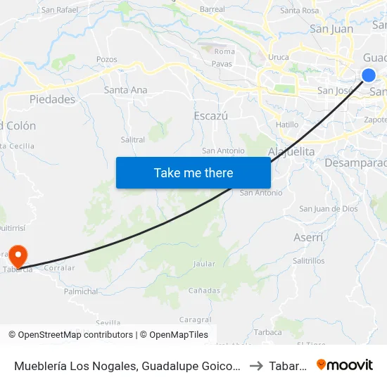 Mueblería Los Nogales, Guadalupe Goicoechea to Tabarcia map
