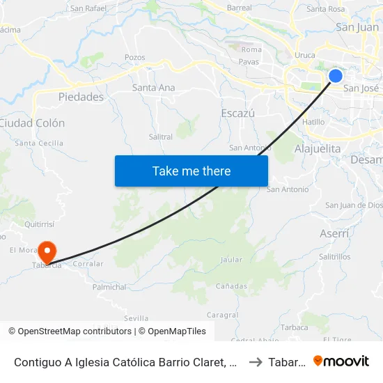 Terminal Barrio Claret, Contiguo A Iglesia Católica to Tabarcia map