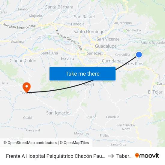 Frente A Hospital Psiquiátrico Chacón Paut, La Unión to Tabarcia map