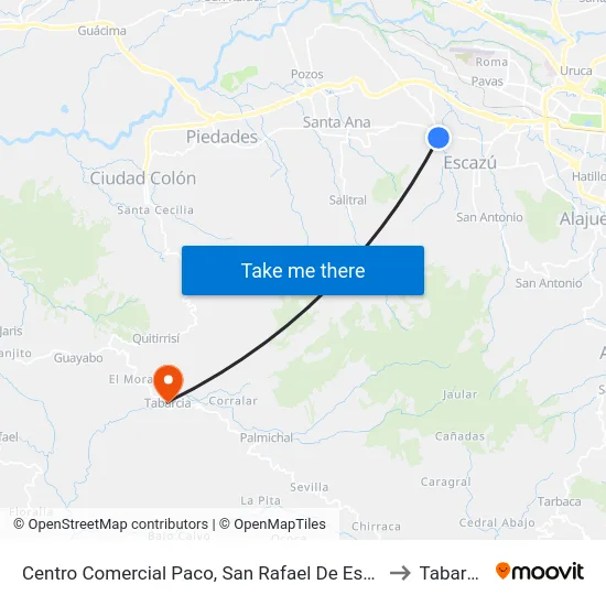Centro Comercial Paco, San Rafael De Escazú to Tabarcia map