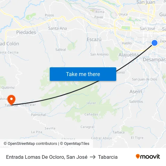 Frente A Tecnoautomotriz Myv Sa, San José to Tabarcia map