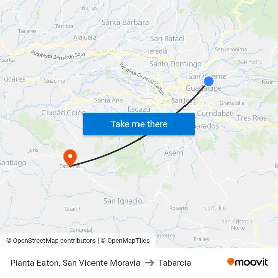 Planta Eaton, San Vicente Moravia to Tabarcia map