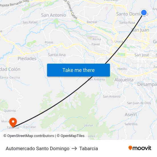Automercado Santo Domingo to Tabarcia map