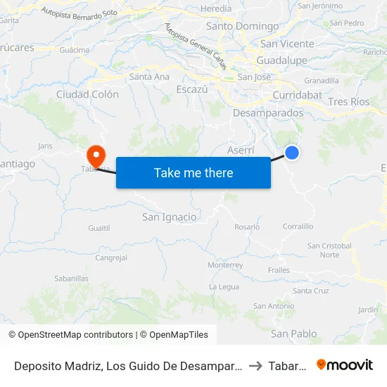 Deposito Madriz, Los Guido De Desamparados to Tabarcia map
