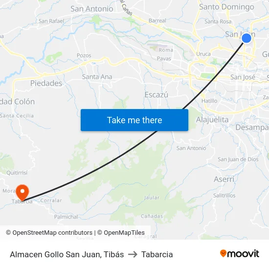 Almacen Gollo San Juan, Tibás to Tabarcia map