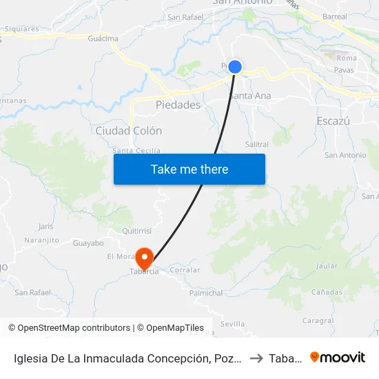 Iglesia De La Inmaculada Concepción, Pozos Santa Ana to Tabarcia map