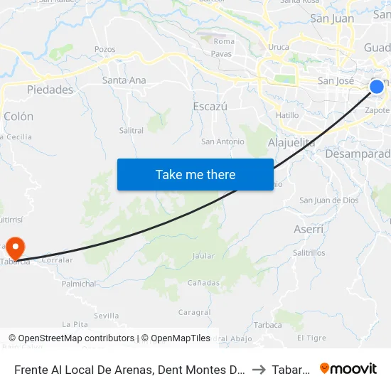 Frente Al Local De Arenas, Dent Montes De Oca to Tabarcia map