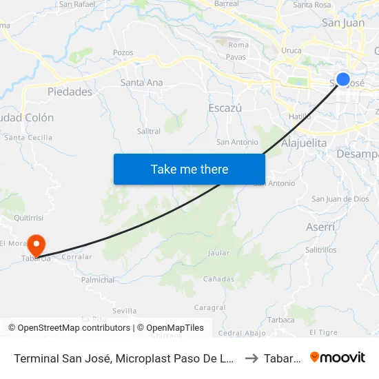 Terminal San José, Microplast Paso De La Vaca to Tabarcia map