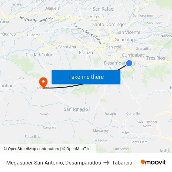 Megasuper San Antonio, Desamparados to Tabarcia map