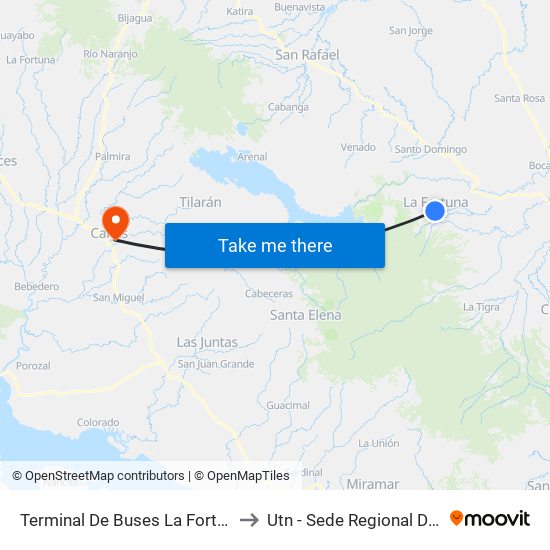 Terminal De Buses La Fortuna, Contiguo A Megasuper La Fortuna to Utn - Sede Regional De Guanacaste - Recinto Corobicí map