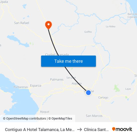 Contiguo A Hotel Talamanca, La Merced San José to Clínica Santa Rosa map