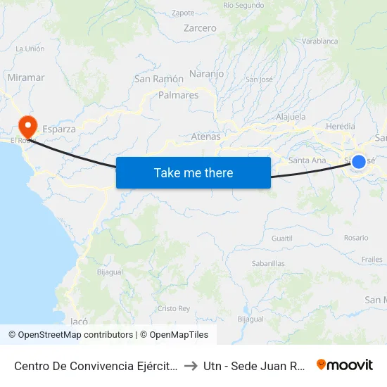 Centro De Convivencia Ejército De Salvación, San José to Utn - Sede Juan Rafael Mora Porras map