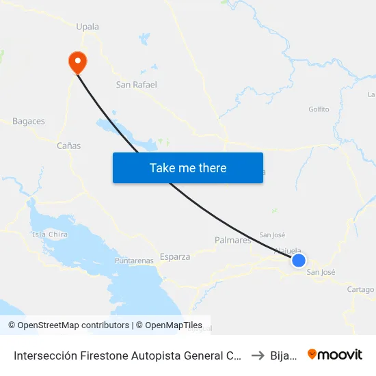 Intersección Firestone Autopista General Cañas, Belén to Bijagua map