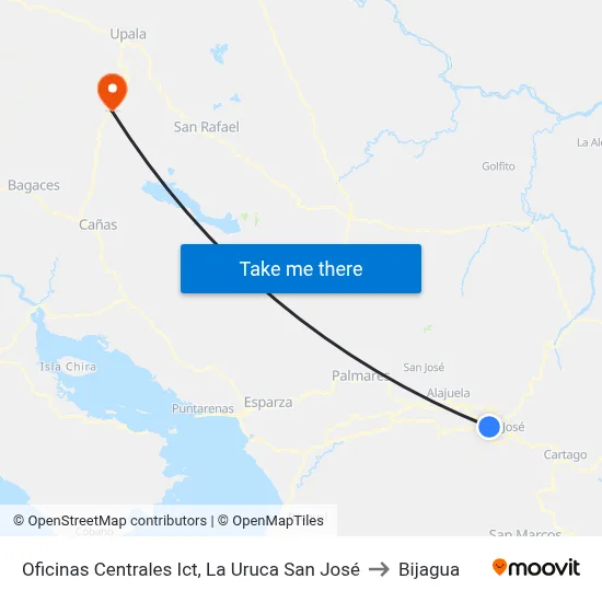 Oficinas Centrales Ict, La Uruca San José to Bijagua map