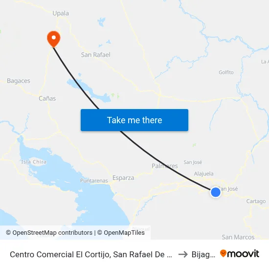 Centro Comercial El Cortijo, San Rafael De Escazú to Bijagua map