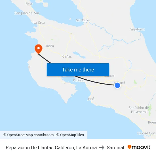 Reparación De Llantas Calderón, La Aurora to Sardinal map
