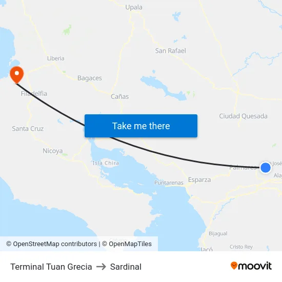 Terminal Tuan Grecia to Sardinal map