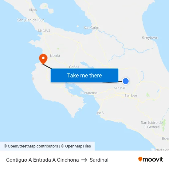 Contiguo A Entrada A Cinchona to Sardinal map