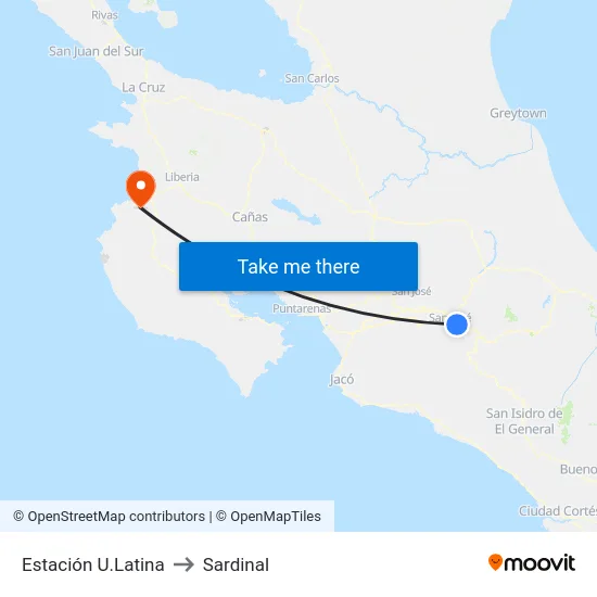 Estación U.Latina to Sardinal map