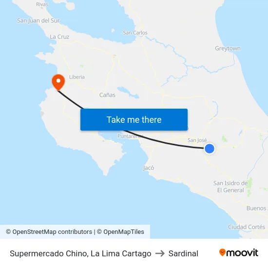 Supermercado Chino, La Lima Cartago to Sardinal map